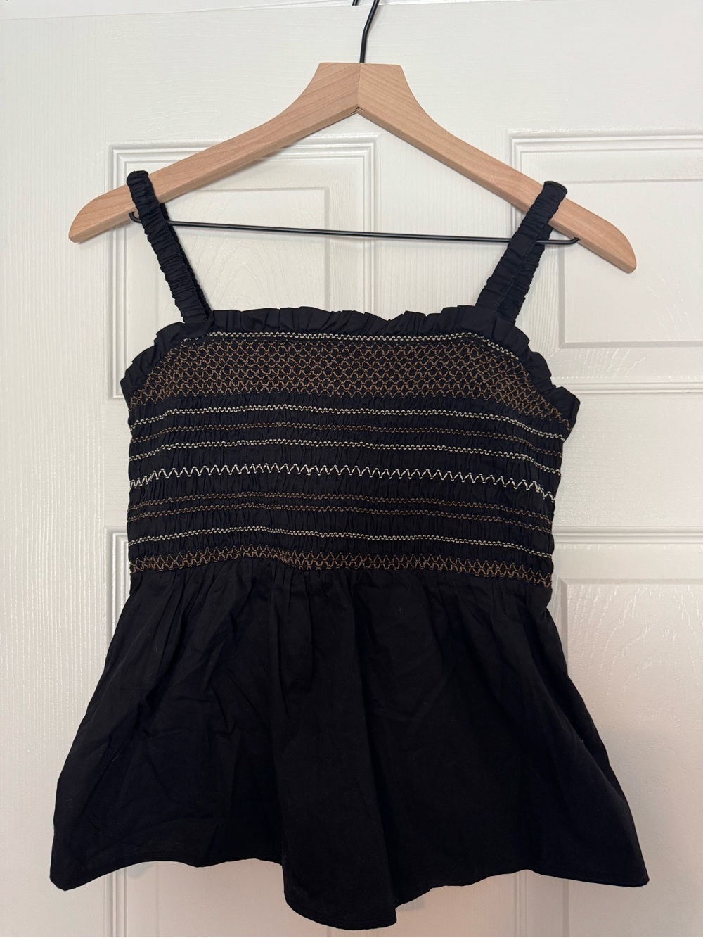 Old Navy Black Smocked Tank Top with Blue Tag